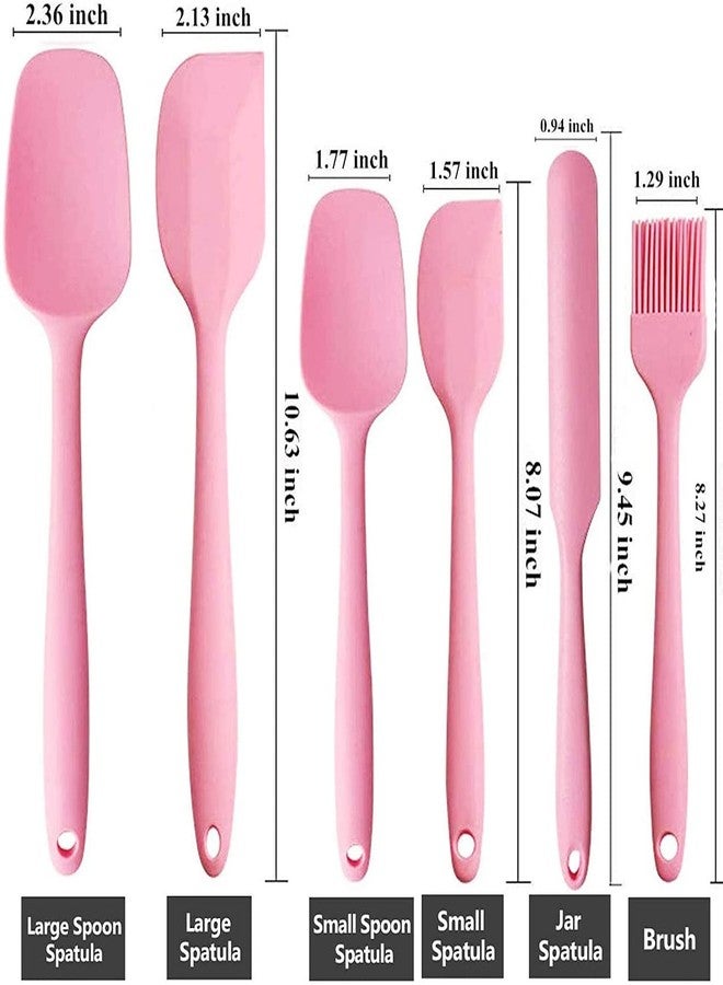 MOBDESK Non-Stick Premium Silicone Spatula & Measuring Spoons for Cooking, Baking & Mixing| Heat-Resistant up | Non Stick Dishwasher Safe |Food-Grade & BPA-Free | FDA Approved (Pink) (Pack of 6) - Image 2